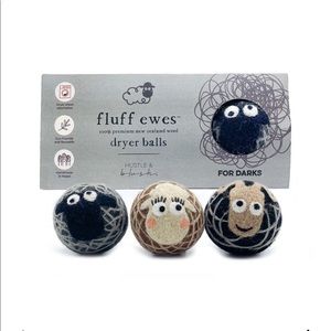 Fluff Ewes Natural Wool Dryer Balls 3 for Darks
